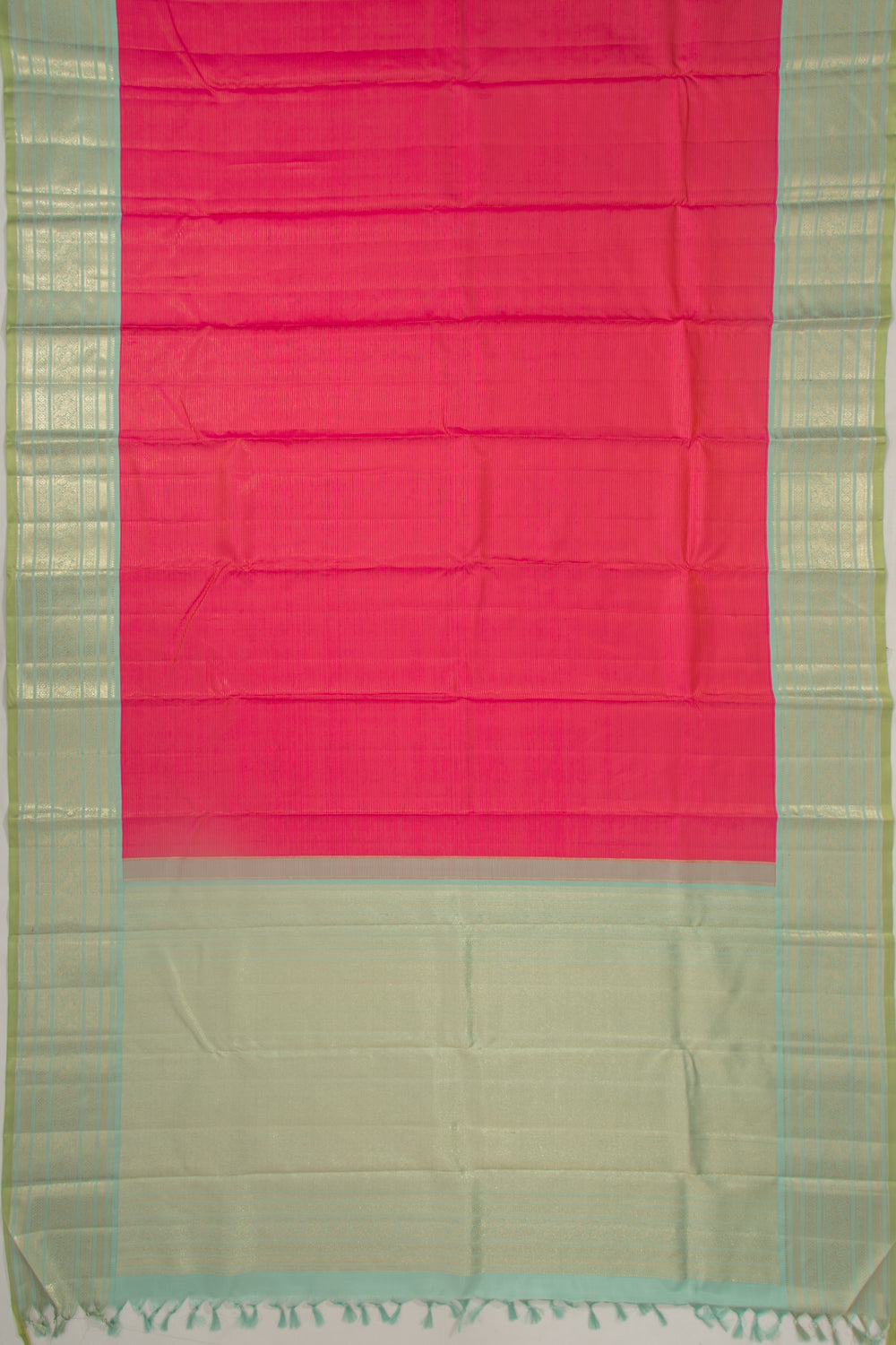 Kanchipuram Silk Horizontal Lines Pink Saree
