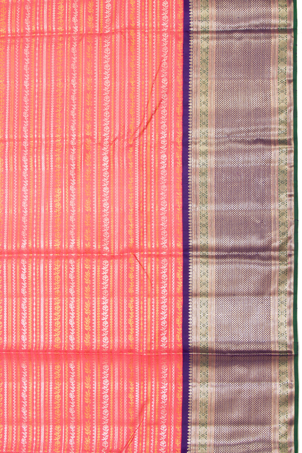 Kanchipuram Silk Brocade Peach Saree