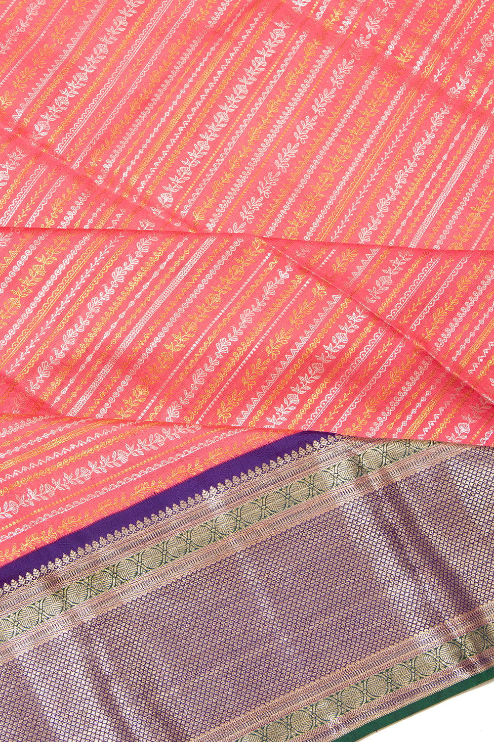 Kanchipuram Silk Brocade Peach Saree
