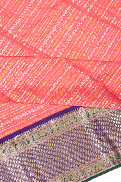 Kanchipuram Silk Brocade Peach Saree