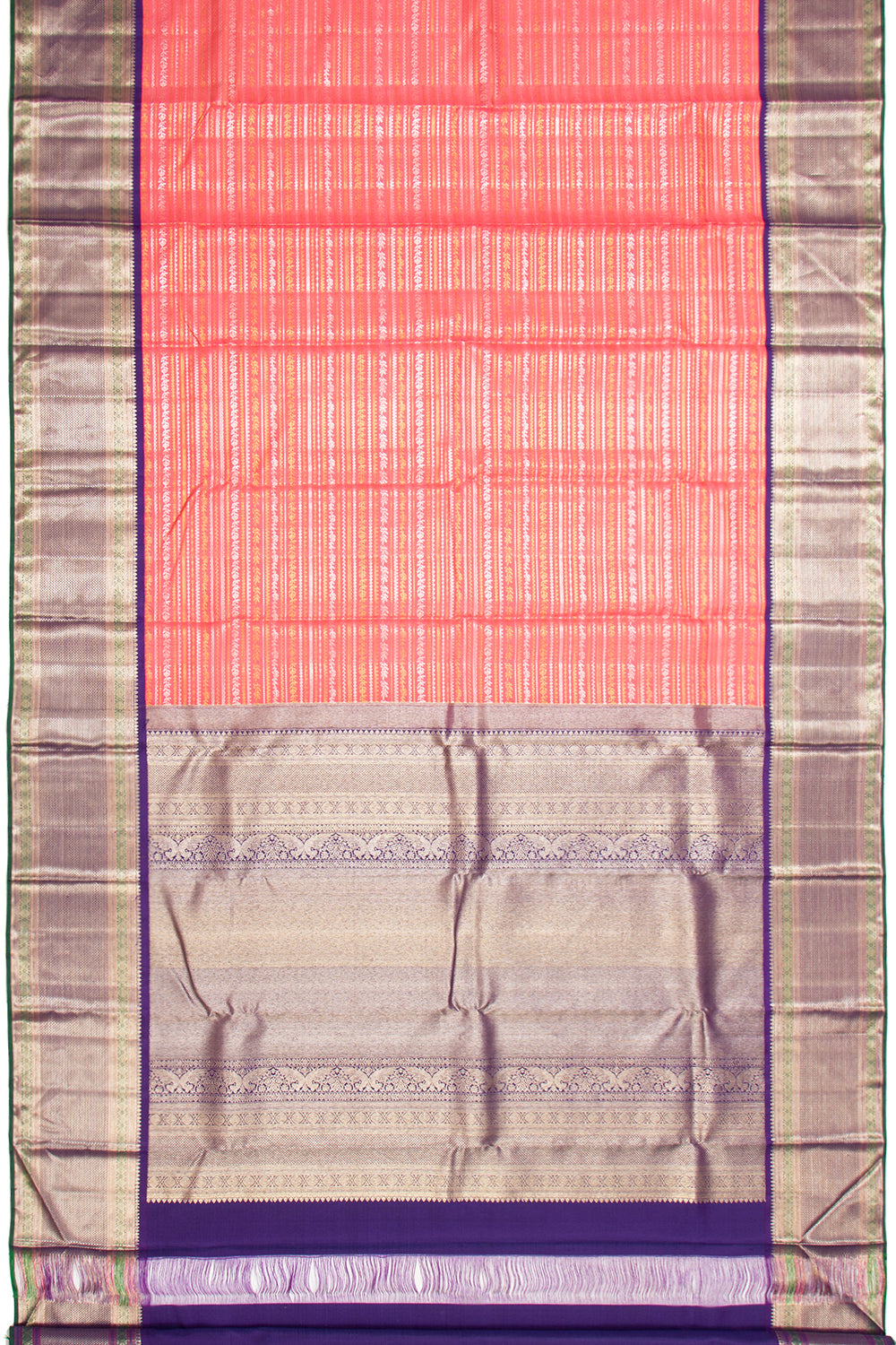 Kanchipuram Silk Brocade Peach Saree