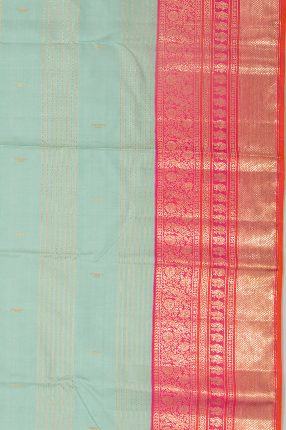 Kanchipuram Silk Horizontal Lines Blue Saree