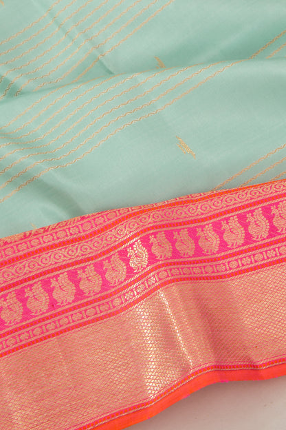 Kanchipuram Silk Horizontal Lines Blue Saree