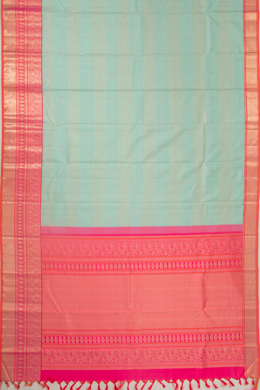 Kanchipuram Silk Horizontal Lines Blue Saree