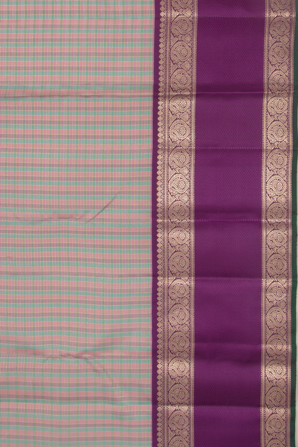 Kanchipuram Silk Checks Multicolour Saree