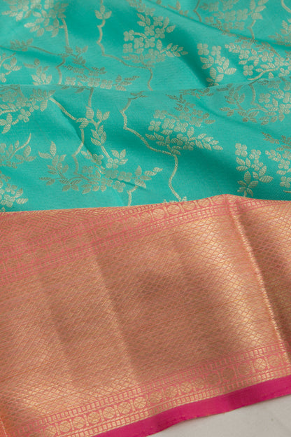 Kanchipuram Silk Jaal Sky Blue Saree