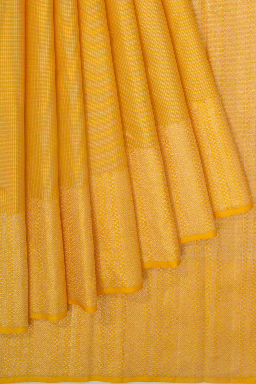 Kanchipuram Silk Checks Yellow Saree