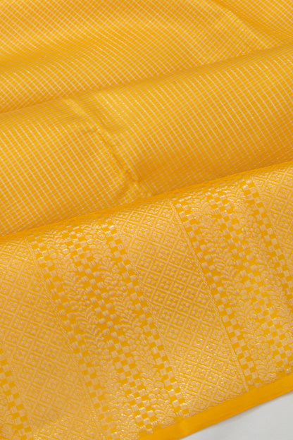 Kanchipuram Silk Checks Yellow Saree