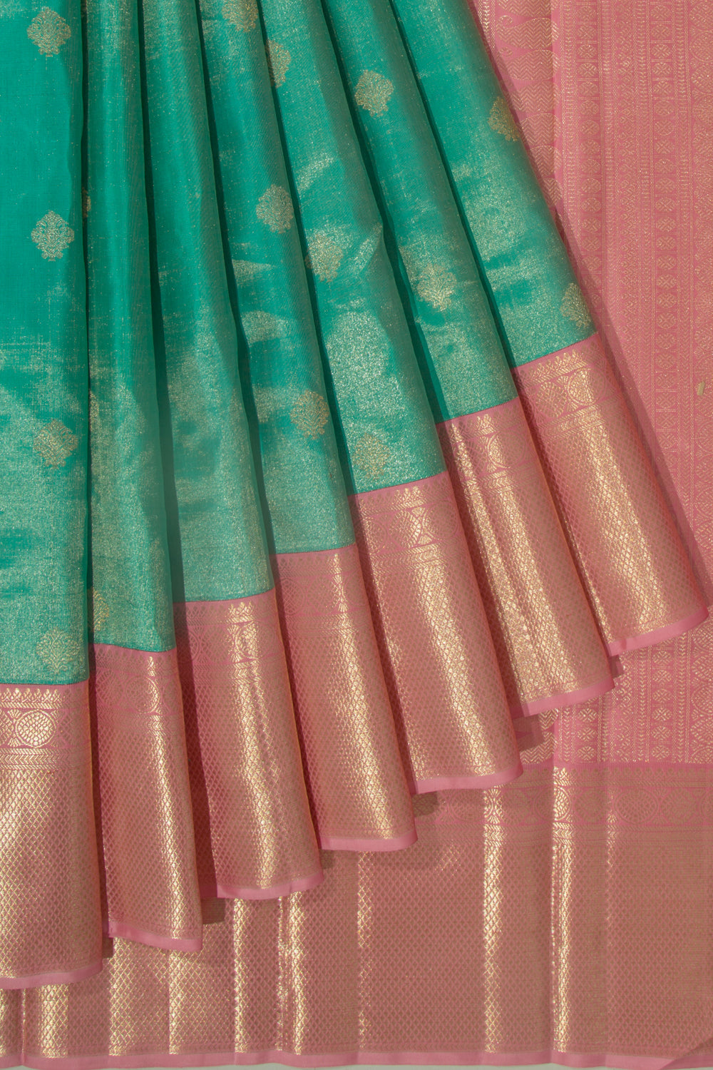 Kanchipuram Silk Tissue Butta Sea Green Saree