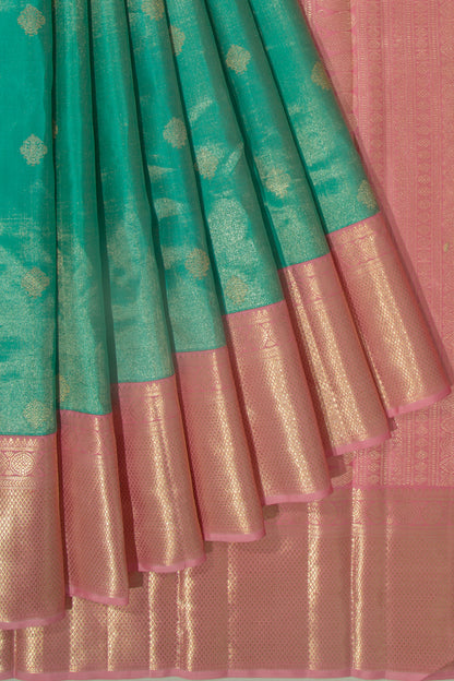 Kanchipuram Silk Tissue Butta Sea Green Saree