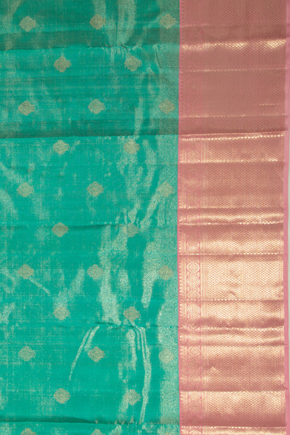 Kanchipuram Silk Tissue Butta Sea Green Saree