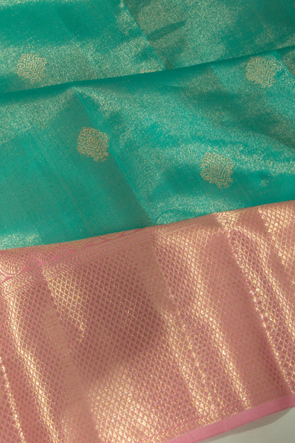 Kanchipuram Silk Tissue Butta Sea Green Saree