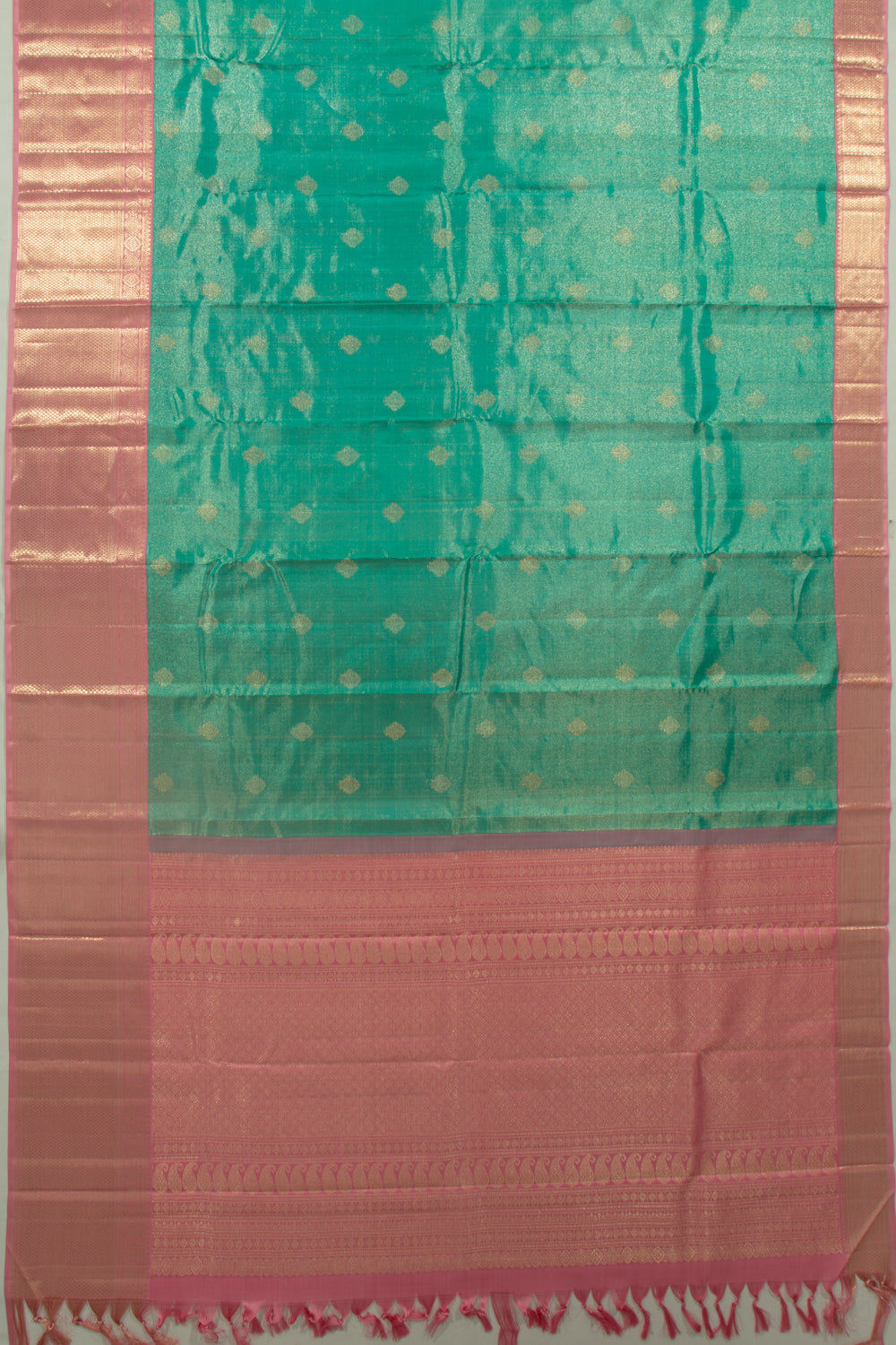 Kanchipuram Silk Tissue Butta Sea Green Saree