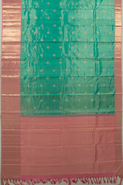 Kanchipuram Silk Tissue Butta Sea Green Saree