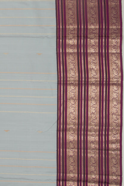 Kanchipuram Silk Vertical Lines And Butta Grey Saree