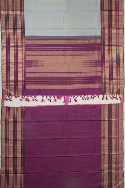 Kanchipuram Silk Vertical Lines And Butta Grey Saree