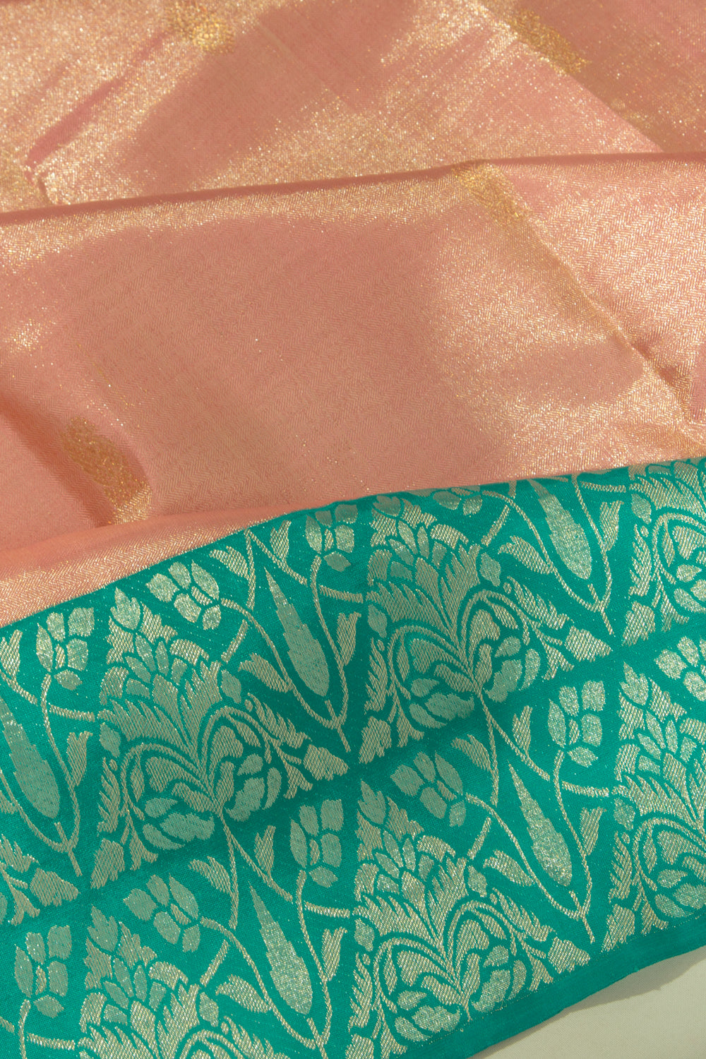 Kanchipuram Silk Tissue Butta Baby Pink Saree