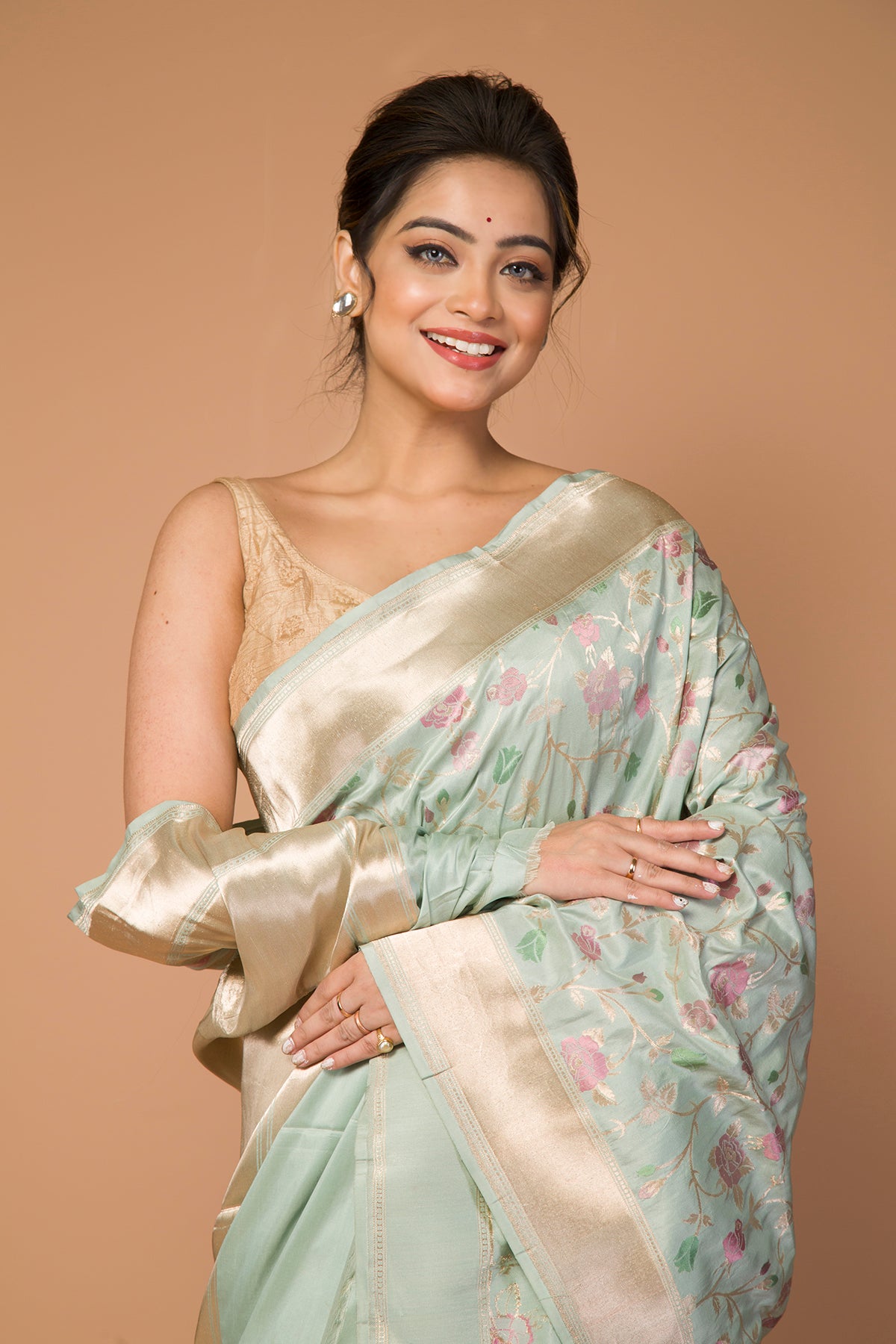 Banarasi Silk Jaal Pastel Blue Saree