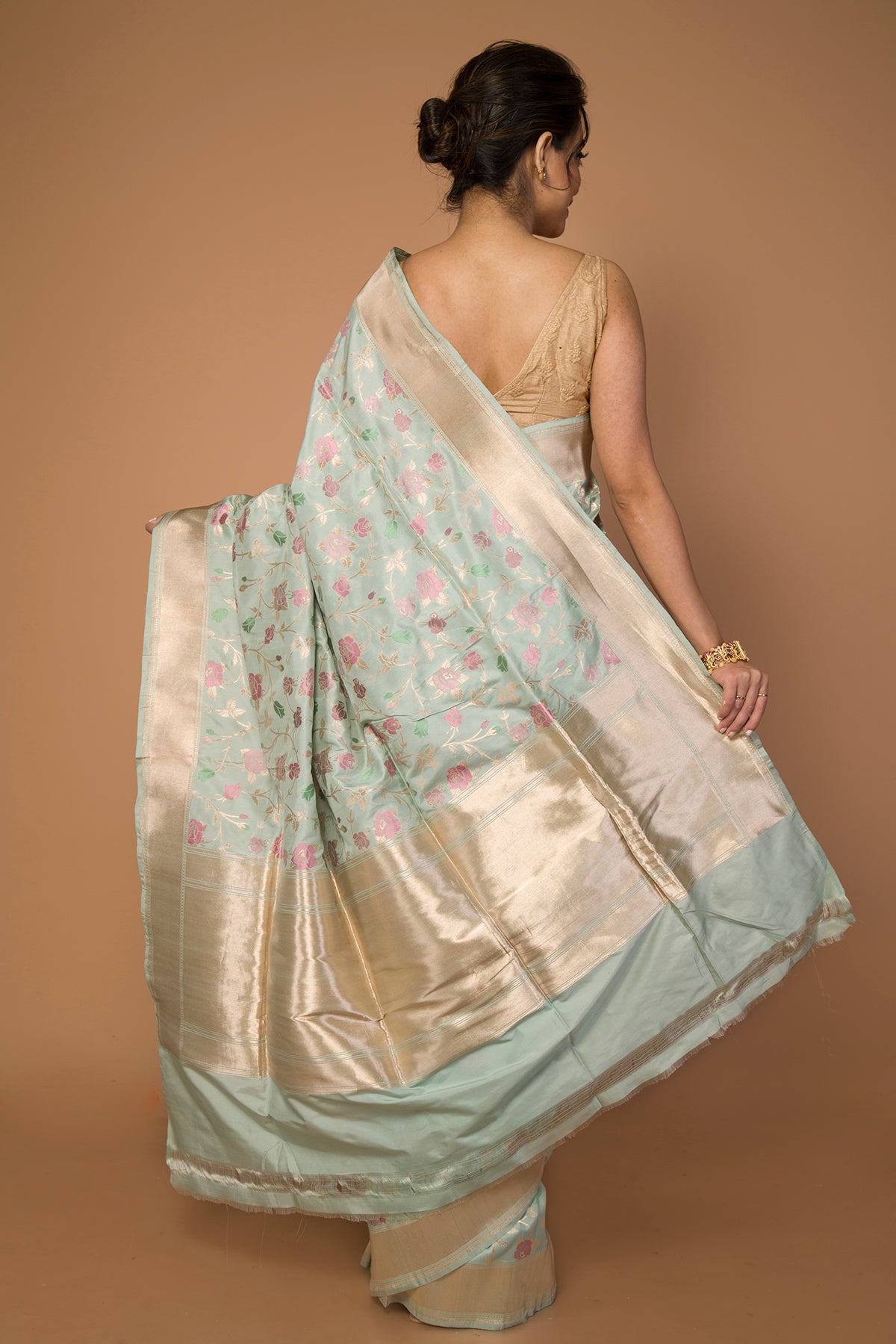 Banarasi Silk Jaal Pastel Blue Saree