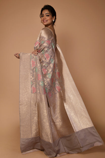 Banarasi Silk Jaal Snuff Saree
