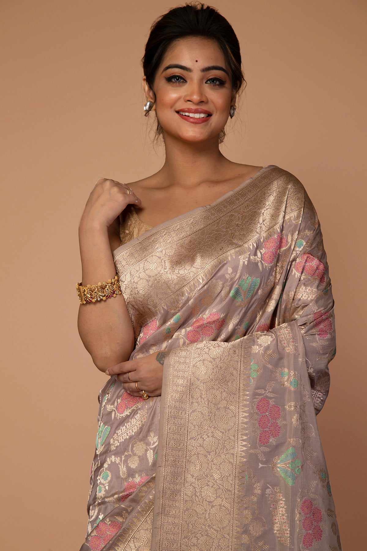 Banarasi Silk Jaal Snuff Saree