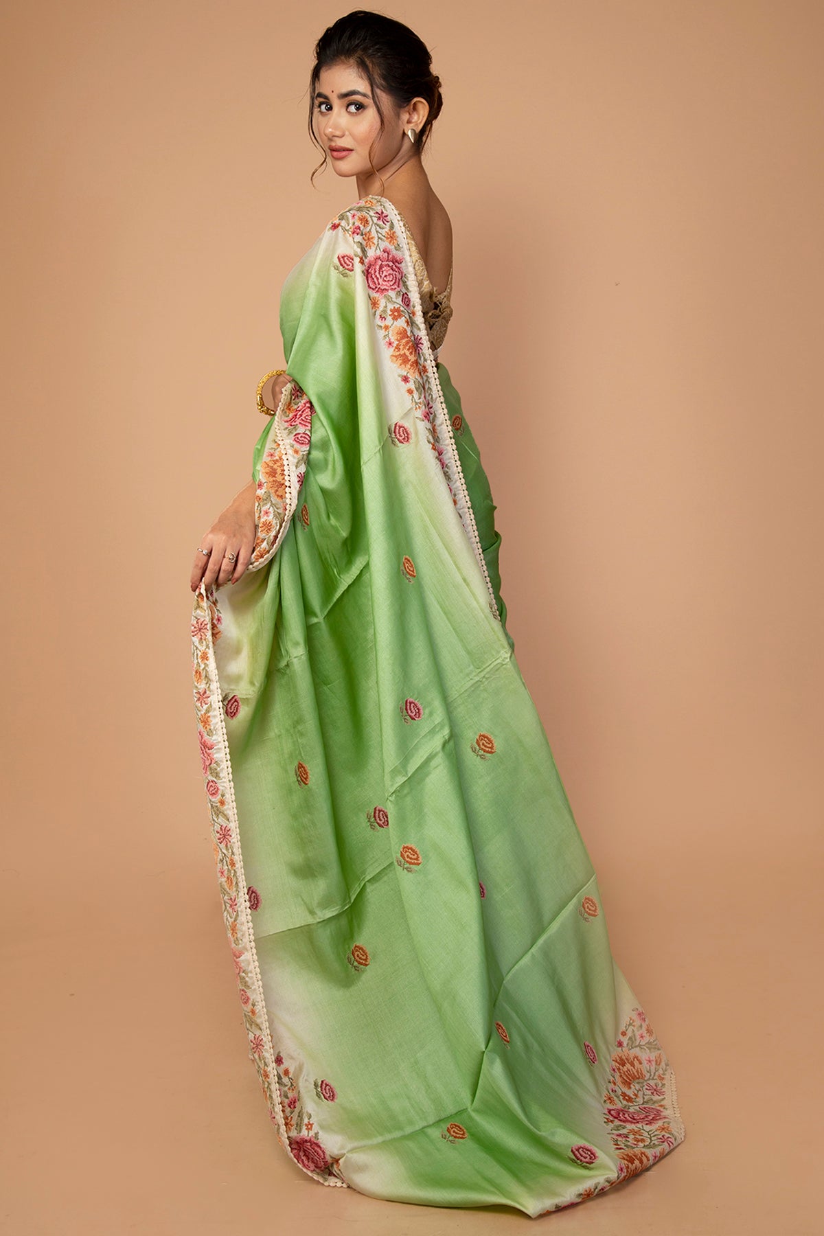 Banarasi Silk Butta Green Saree