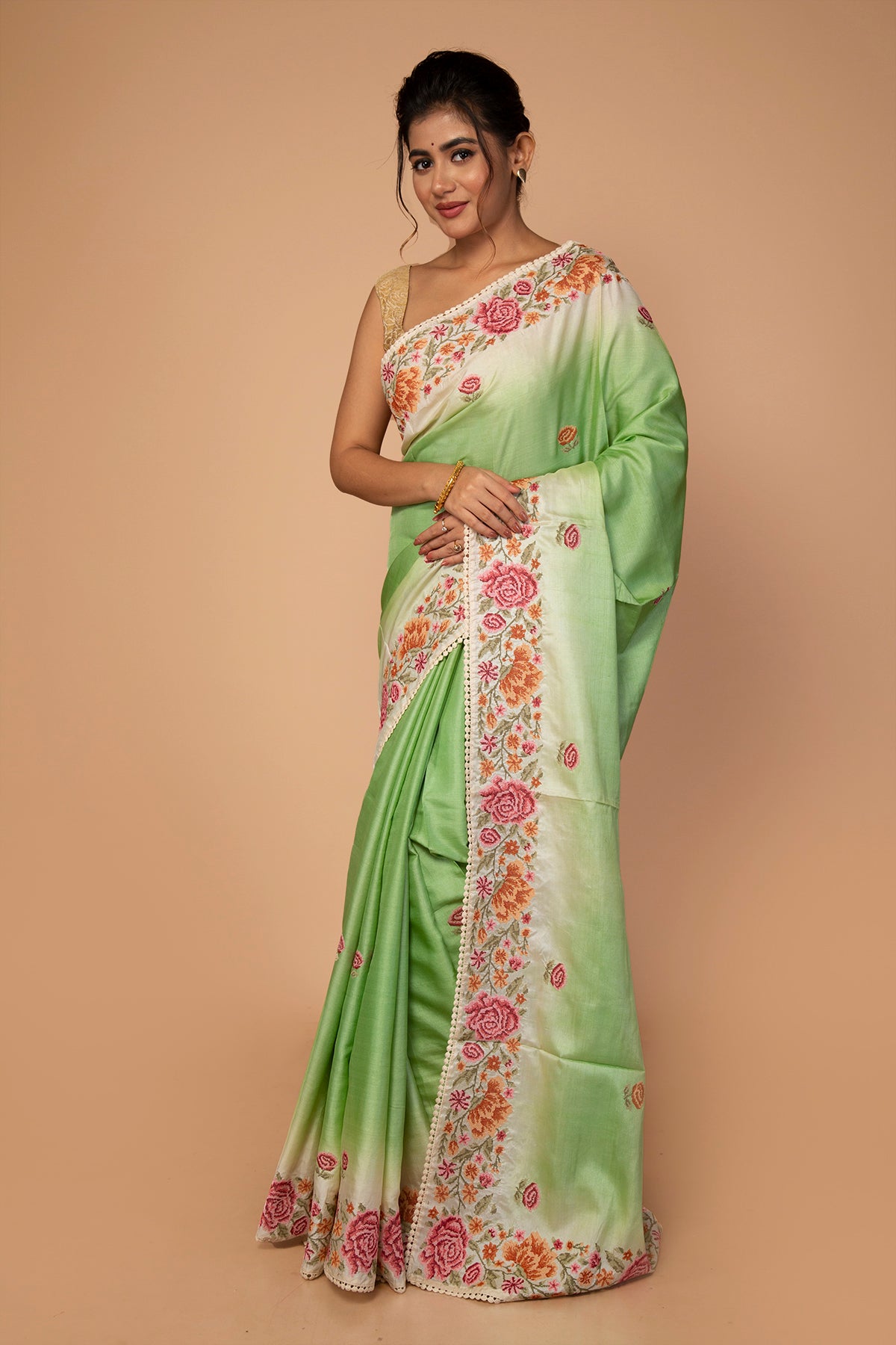 Banarasi Silk Butta Green Saree