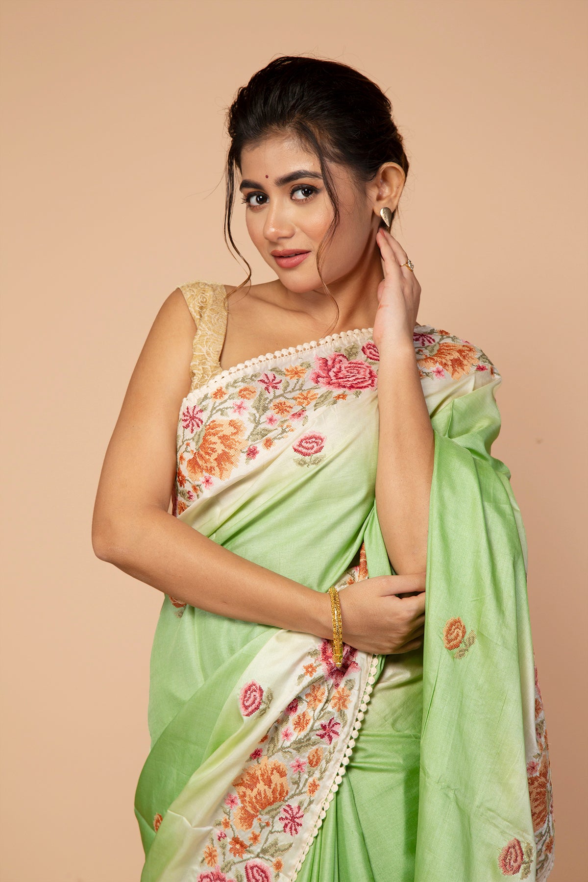 Banarasi Silk Butta Green Saree