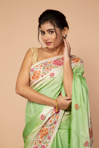 Banarasi Silk Butta Green Saree