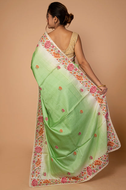 Banarasi Silk Butta Green Saree