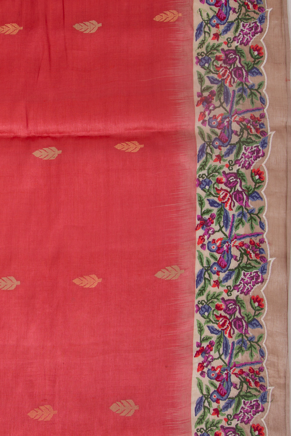 Tussar Butta Red Saree