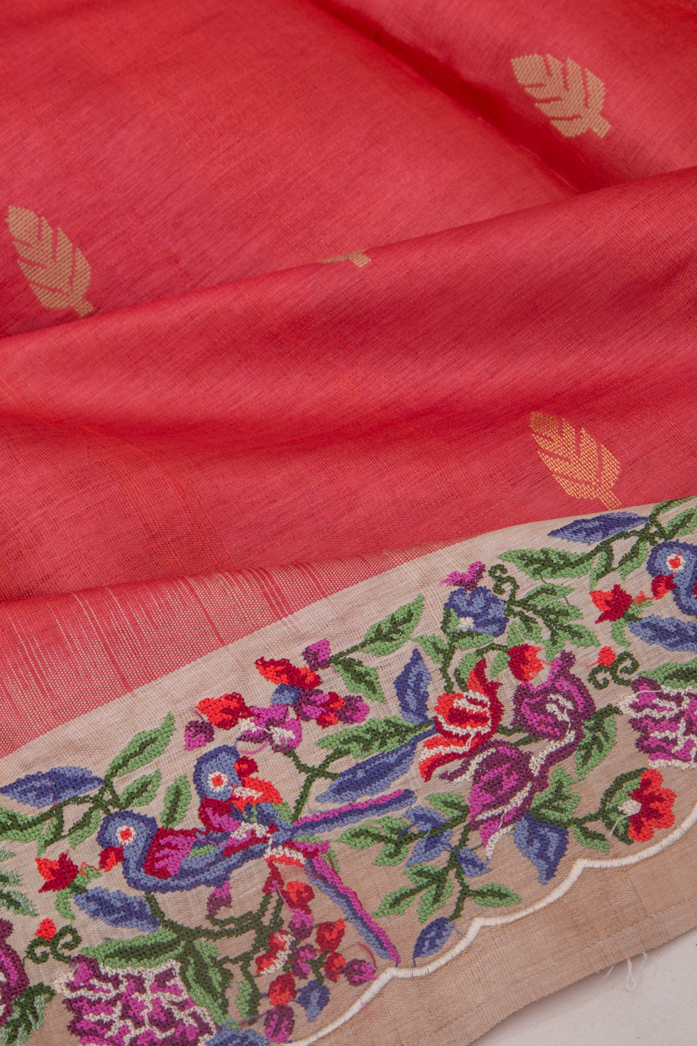 Tussar Butta Red Saree