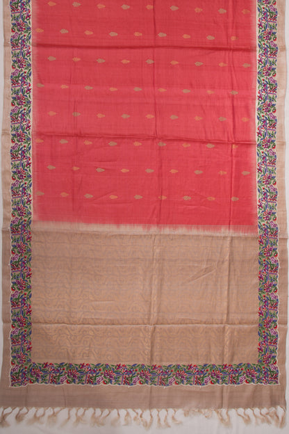 Tussar Butta Red Saree