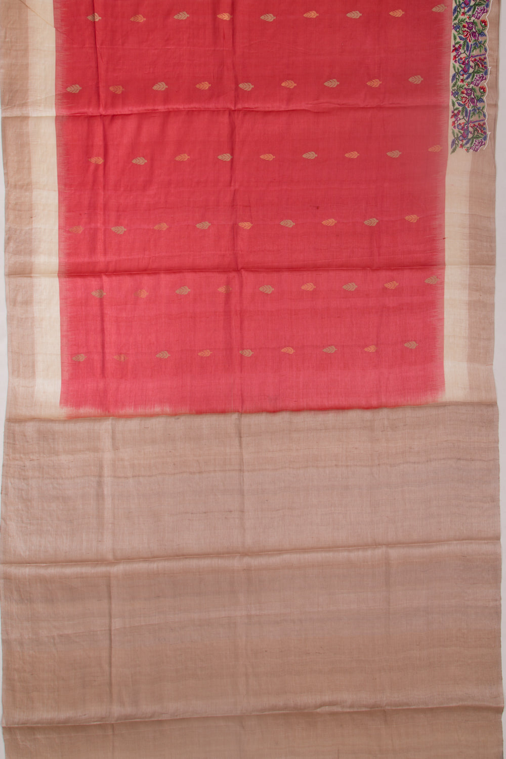 Tussar Butta Red Saree