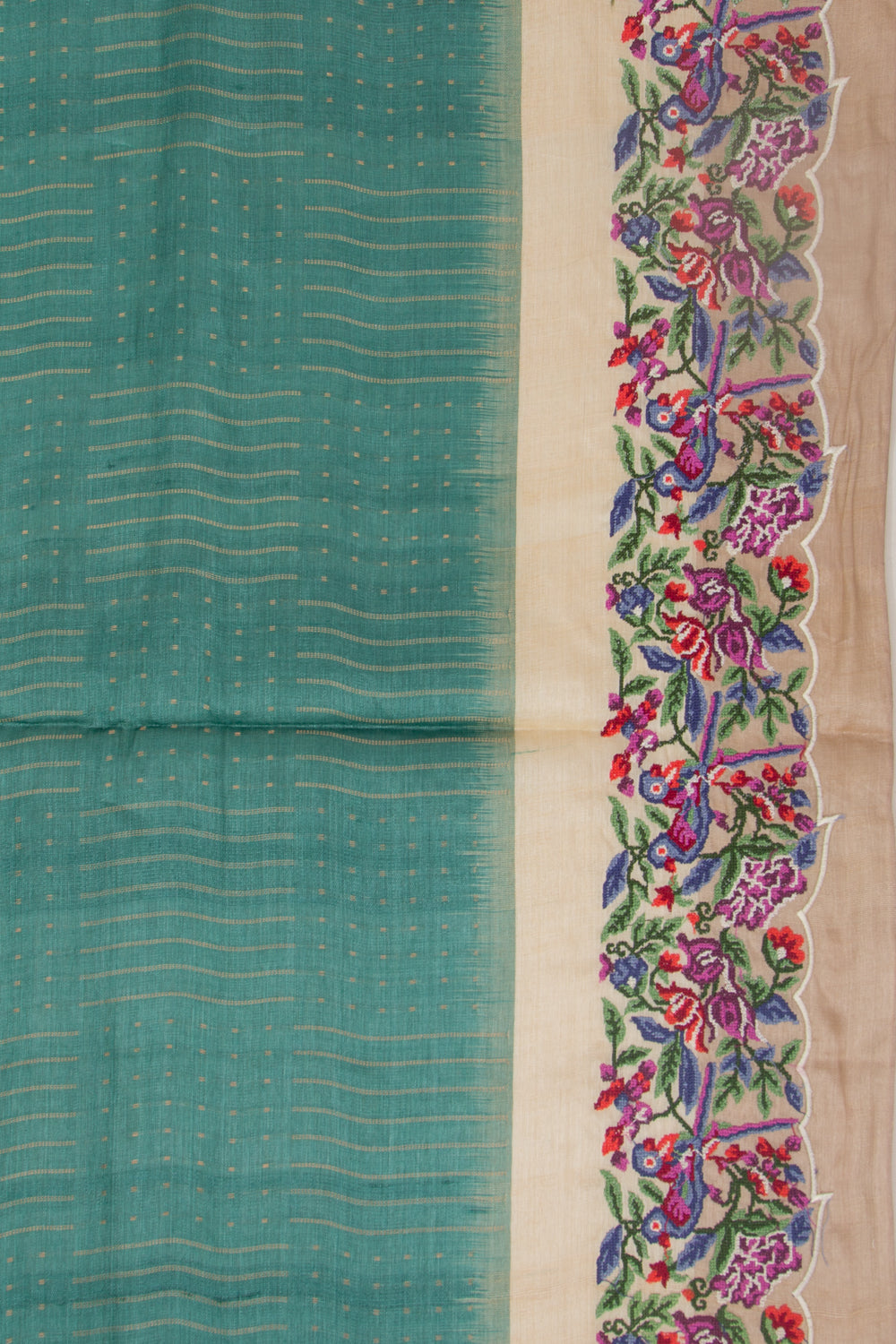 Tussar Brocade Teal Green Saree