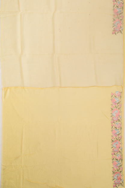 Organza Mirror Work Butta Yellow Saree