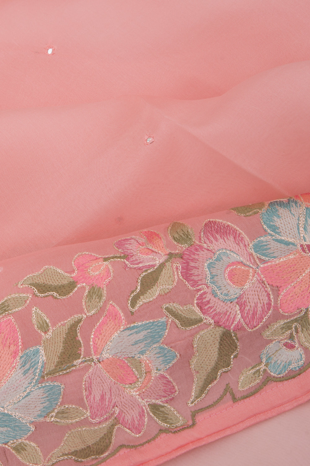 Organza Mirror Work Butta Pink Saree