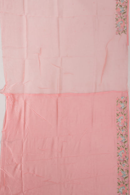 Organza Mirror Work Butta Pink Saree