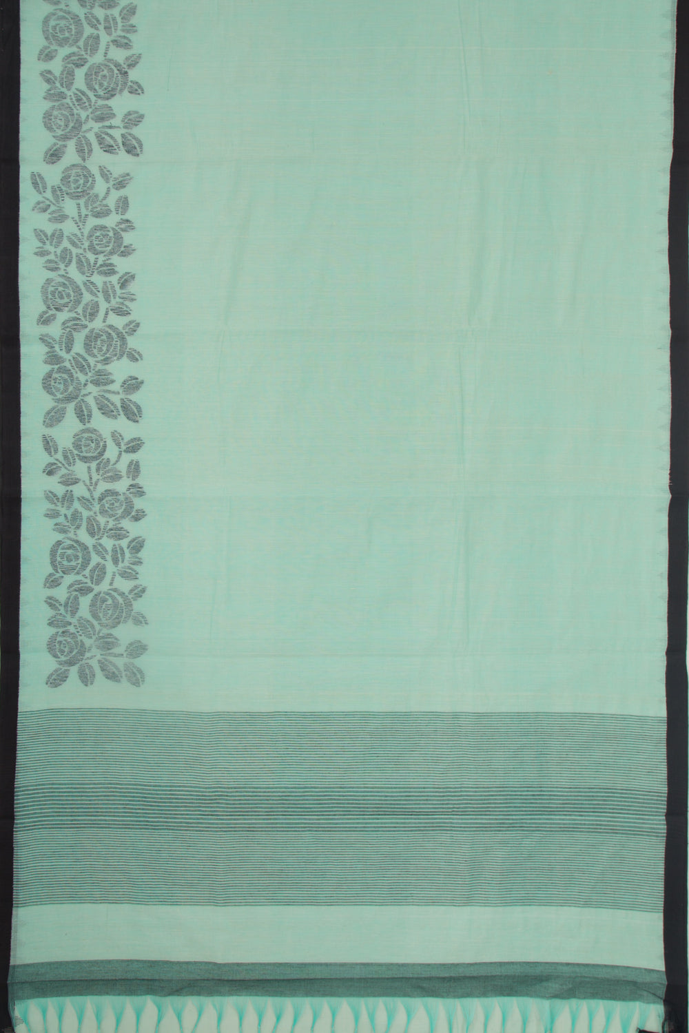 Ponduru Handspun Cotton Plain Green Saree