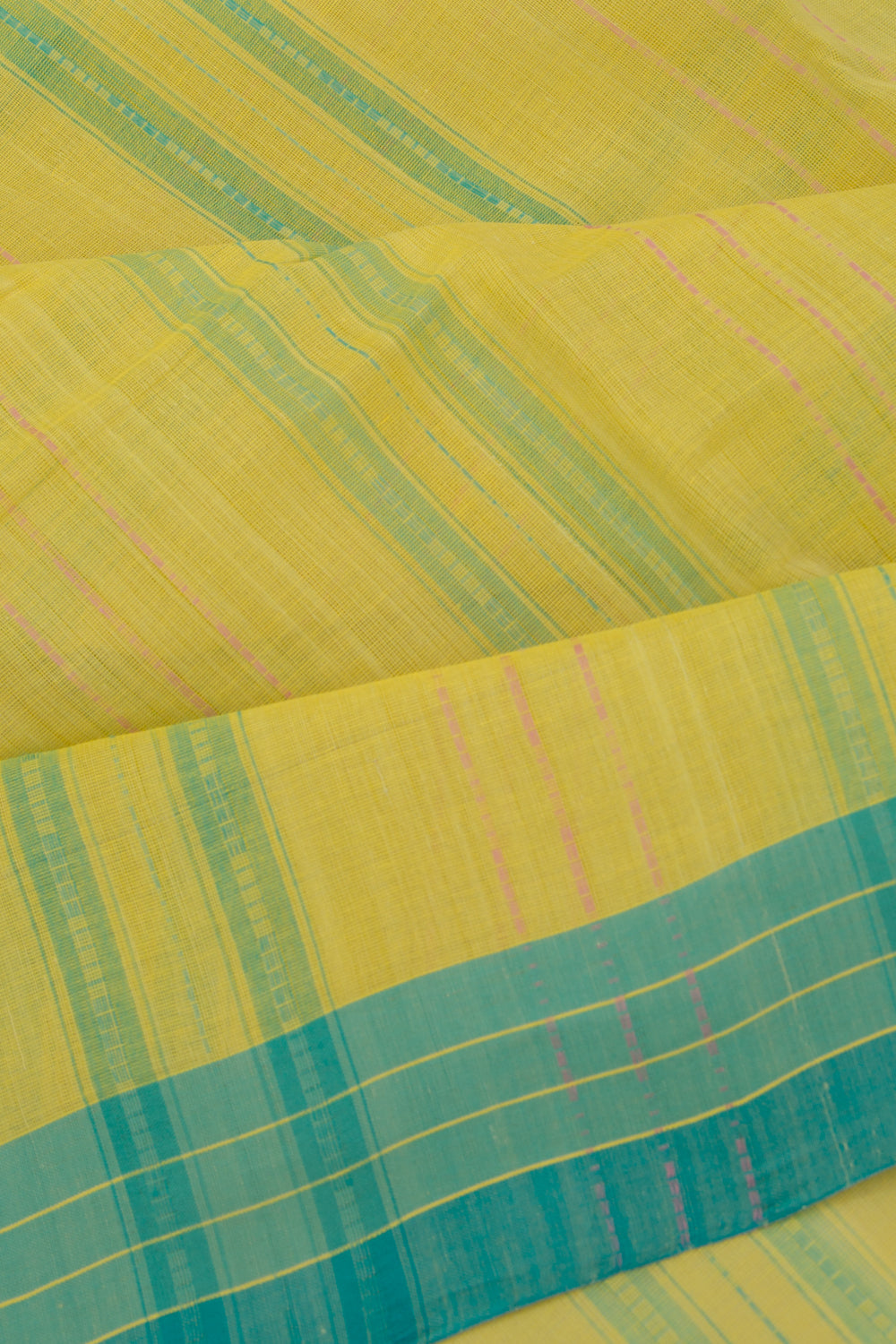 Ponduru Handspun Cotton Vertical Lines Yellow Saree