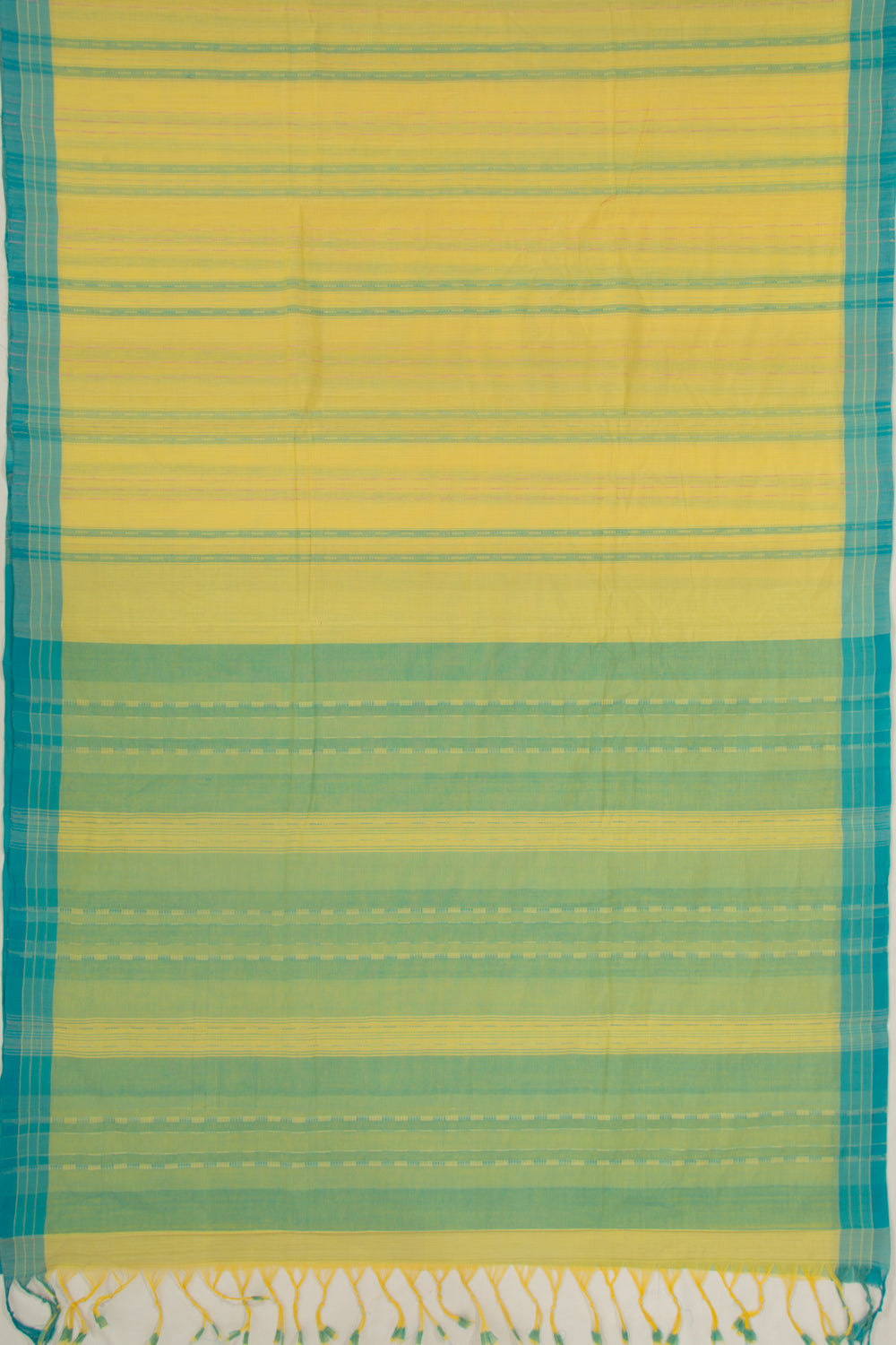 Ponduru Handspun Cotton Vertical Lines Yellow Saree
