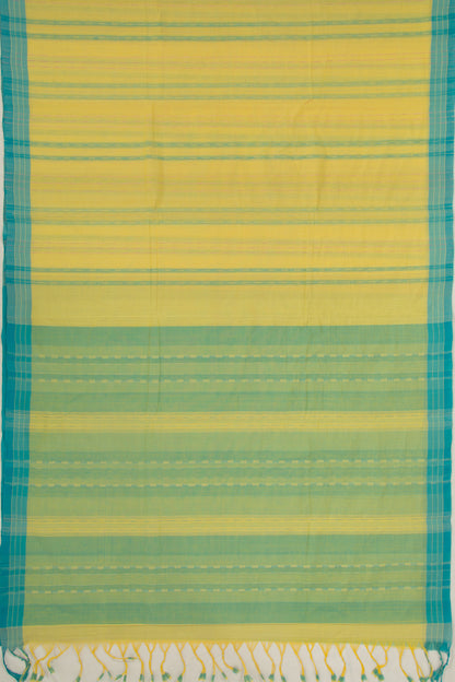 Ponduru Handspun Cotton Vertical Lines Yellow Saree