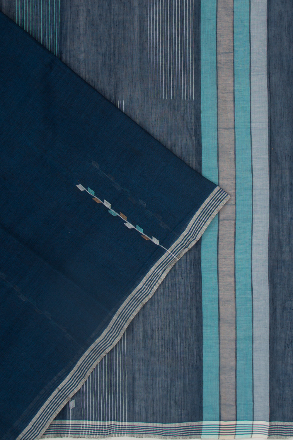 Ponduru Handspun Cotton Plain Blue Saree