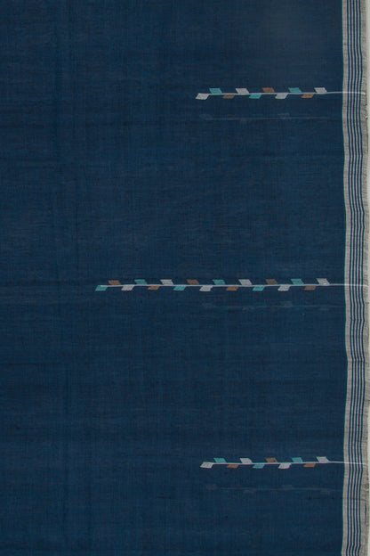 Ponduru Handspun Cotton Plain Blue Saree