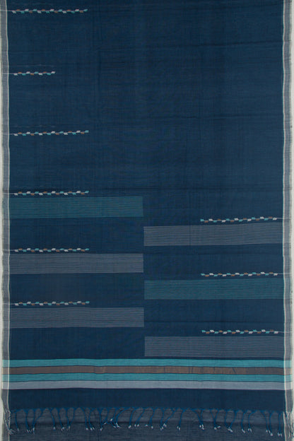 Ponduru Handspun Cotton Plain Blue Saree