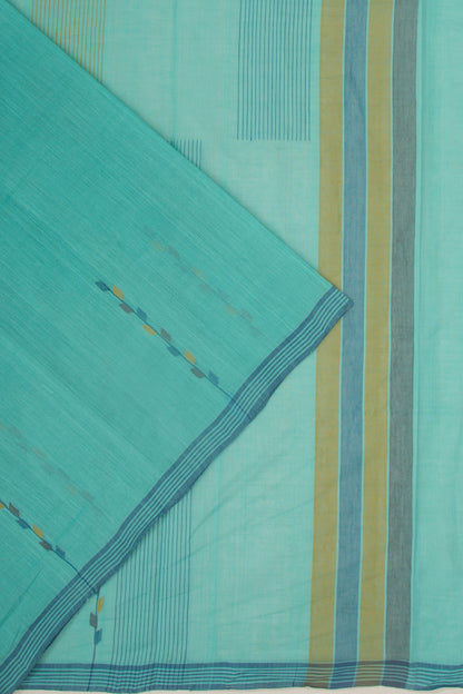 Ponduru Handspun Cotton Plain Sea Green Saree