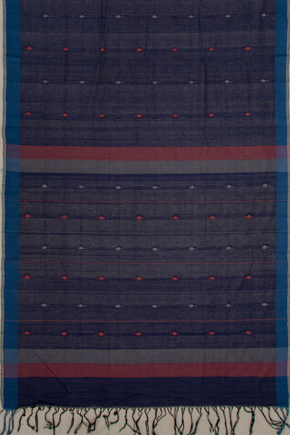 Handspun Cotton Butta Dark Blue Saree