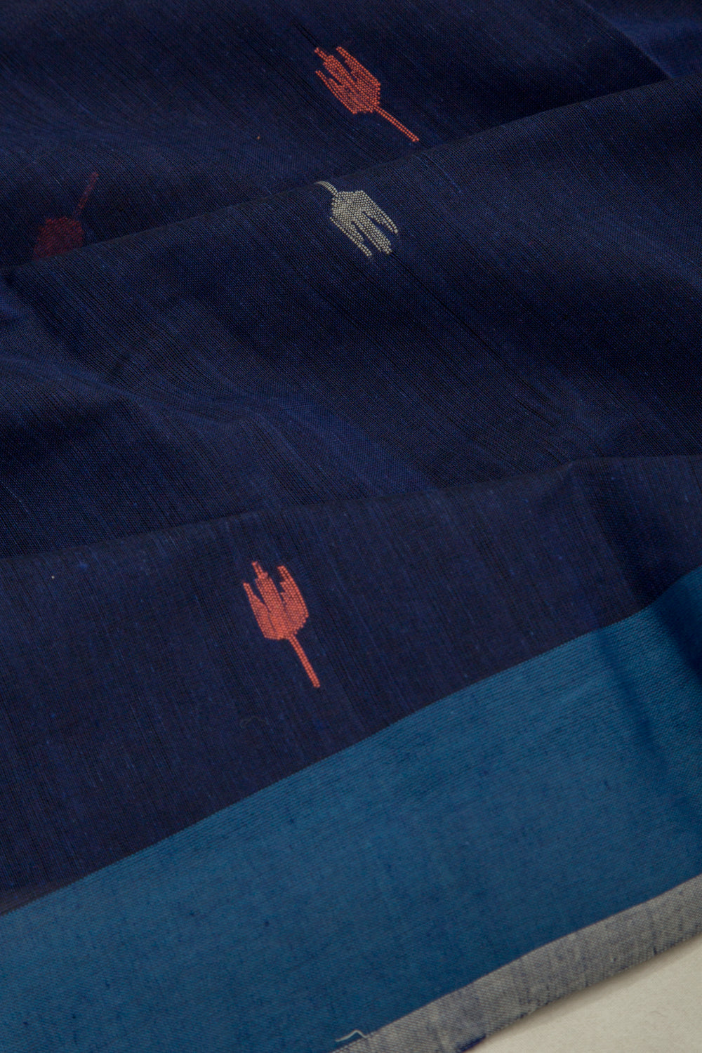 Handspun Cotton Butta Dark Blue Saree