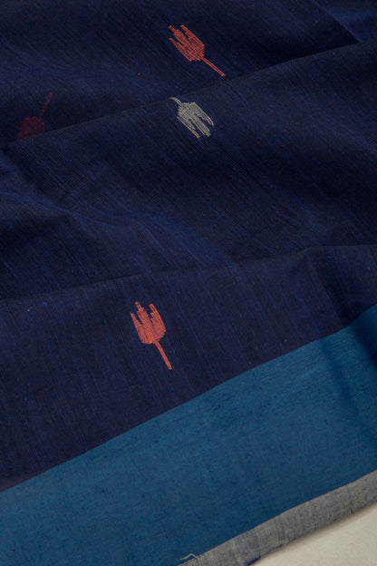 Handspun Cotton Butta Dark Blue Saree