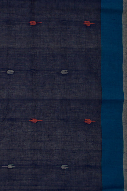 Handspun Cotton Butta Dark Blue Saree